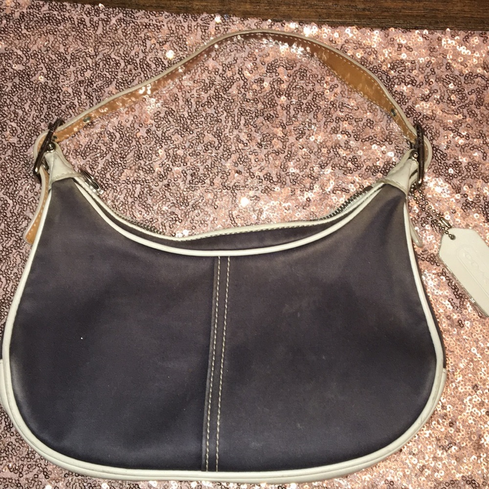 Coach Hobo Small- Navy Blue & Cream